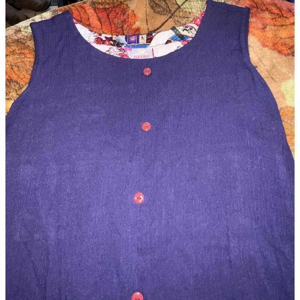 Neeru Kumar Navy Blue Handwoven Tank Midi Bohemian Dress S - Picture 2 of 11